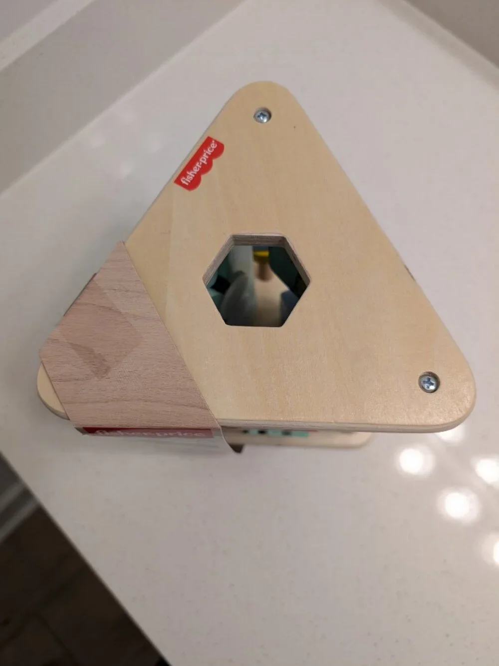 Fisher-Price Wood Baby Toy Activity Triangle, 3-Sided Wooden Fine Motor Developm
